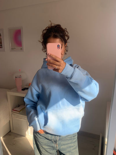 Spray Dyed Sky Blue Hoodie - Women
