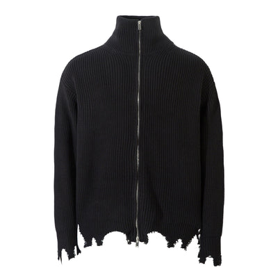 Ripped Cardigan Sweater - Men