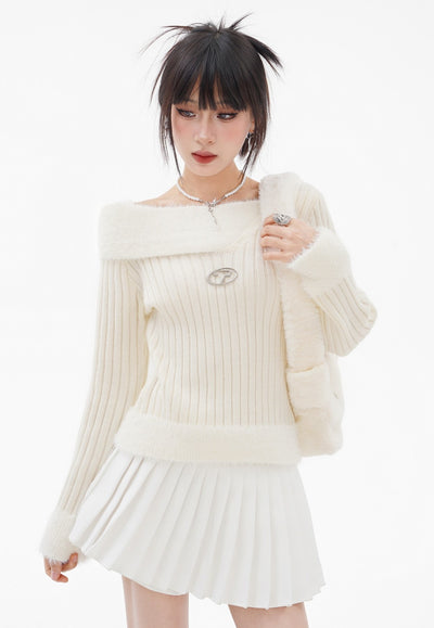 Mink Fur Striped Sweater - Women