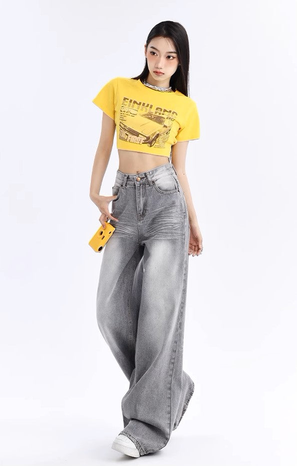 Grey Loose Extra Long Jeans - Women