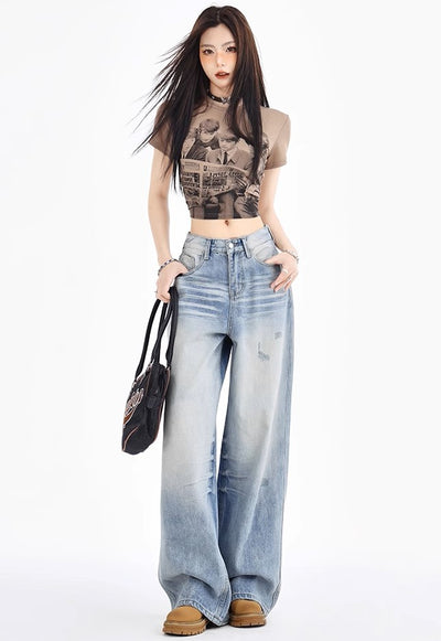 Loose Distressed Jeans - Women