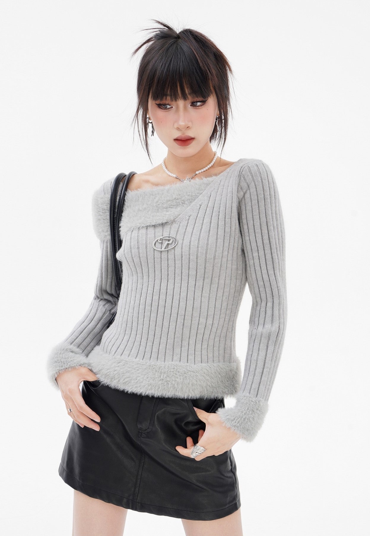 Mink Fur Striped Sweater - Women