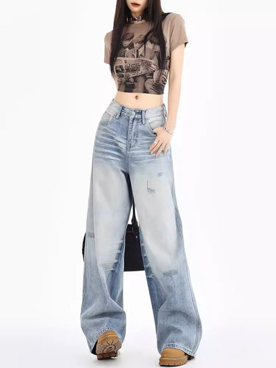 Loose Distressed Jeans - Women