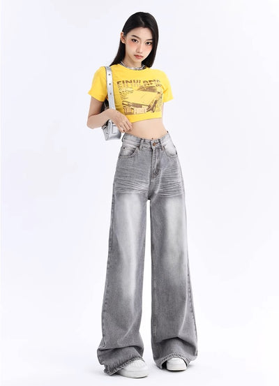 Grey Loose Extra Long Jeans - Women