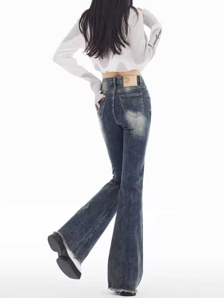 Raw Edge Mopping Jeans - Women