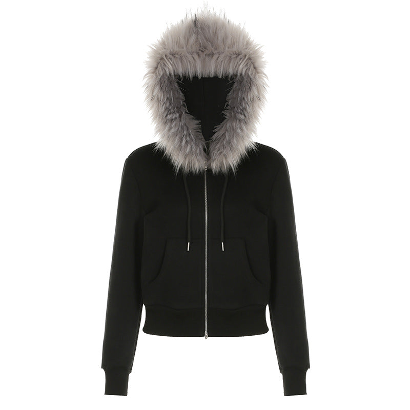 Fur Black Zipper - Women