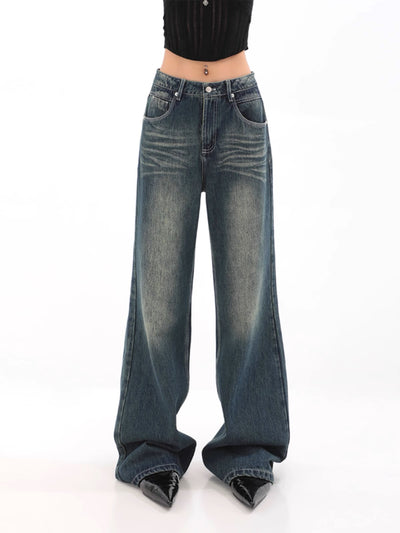 Wide Leg Low Waist Jeans - Women