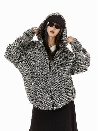 Woven Texture Zipper - Women