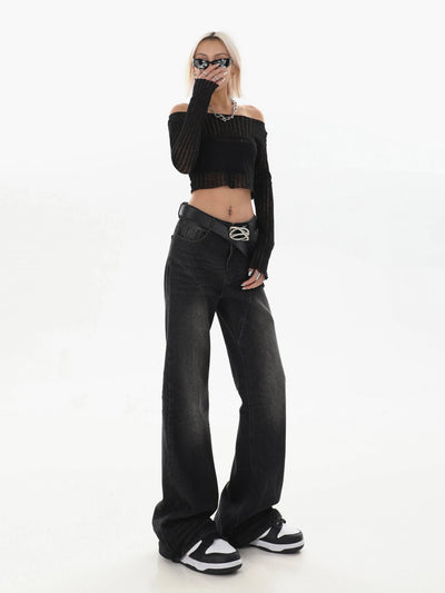 Black Distressed Jeans - Women