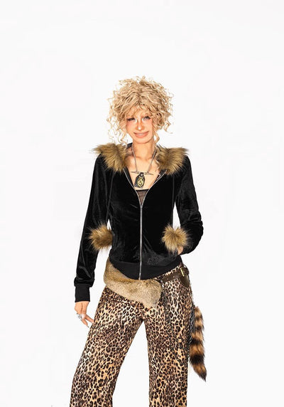 Fur Cardigan Top - Women