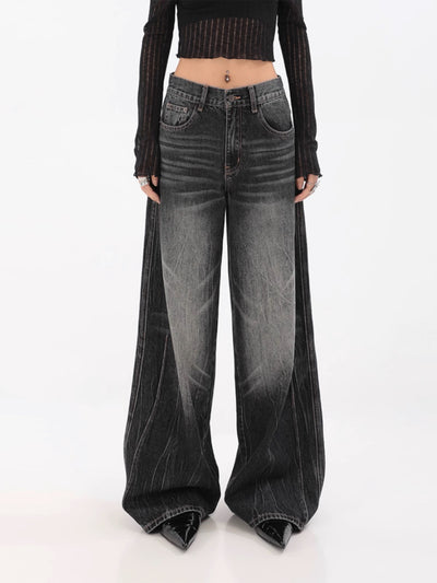 Retro Distressed Straight Jeans - Women