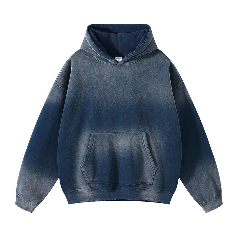 Spray Dyed Navy Blue Hoodie - Unisex