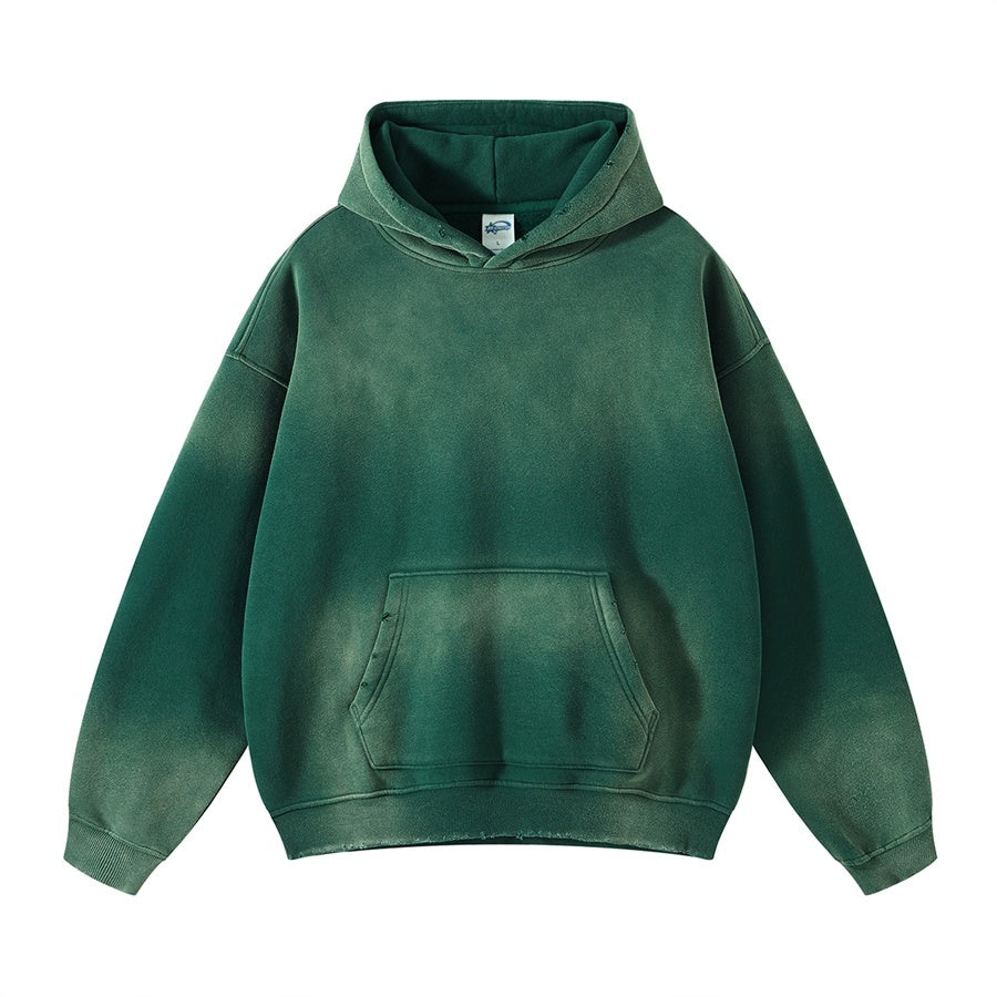 Spray Dyed Dark Green Hoodie - Unisex