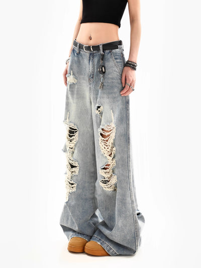 Ripped Loose Jeans - Women