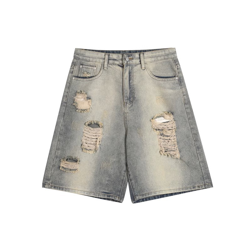 Ripped Denim Shorts - Men