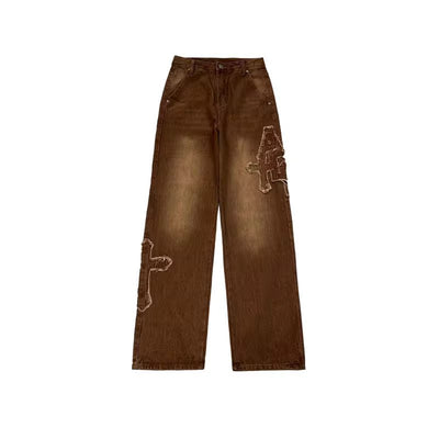 Big Cross Brown Pants - Women