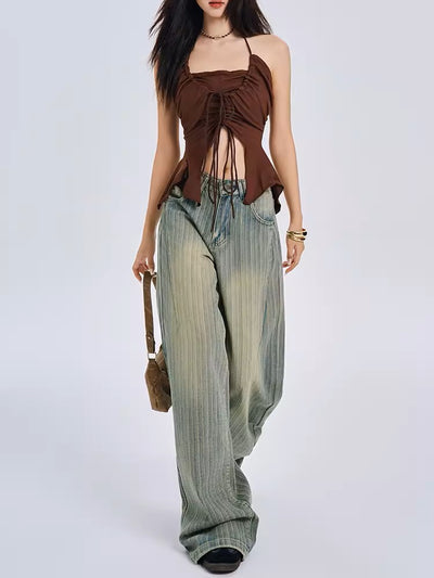 Loose Striped Jeans - Women