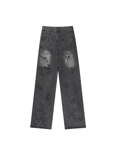 Hello Kitty Graffiti Washed Jeans - Women