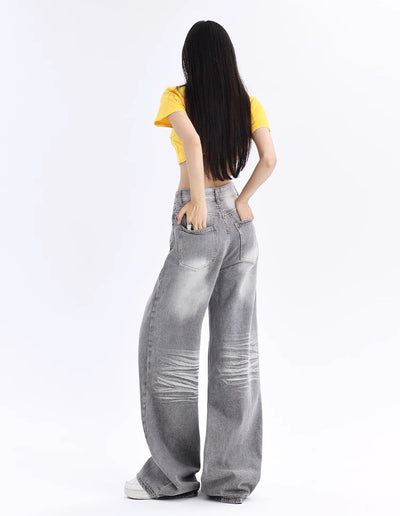 Grey Loose Extra Long Jeans - Women