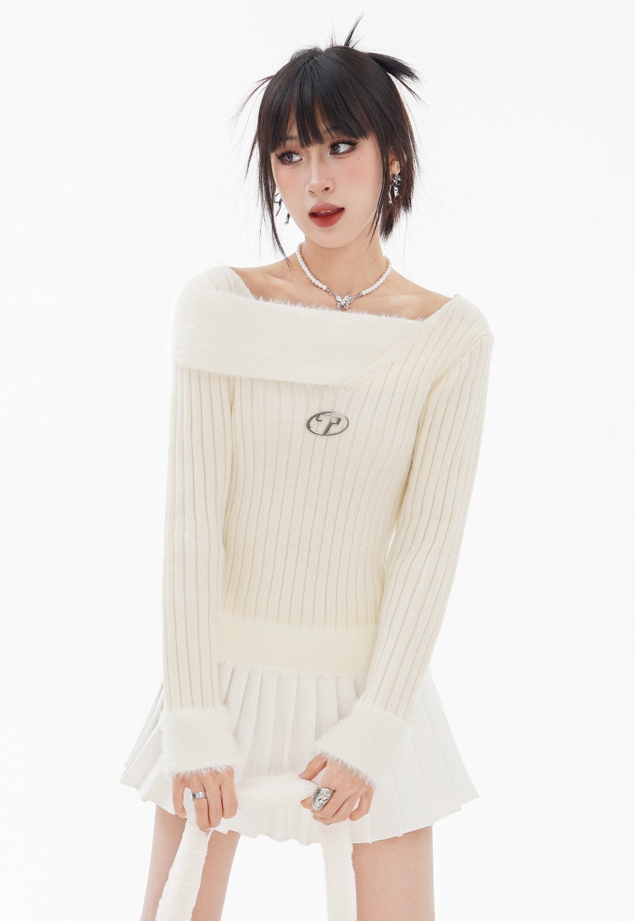 Mink Fur Striped Sweater - Women