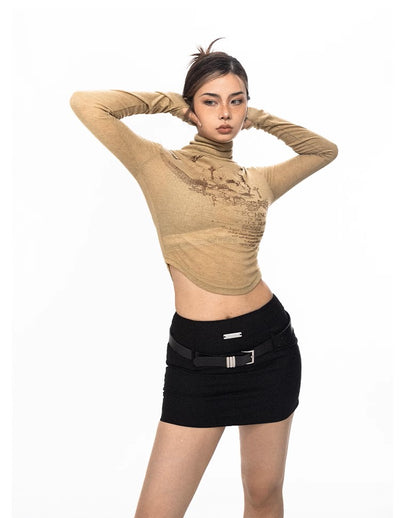 High Collar Short Top - Women