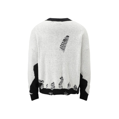 Ripped Knitted Sweater - Men