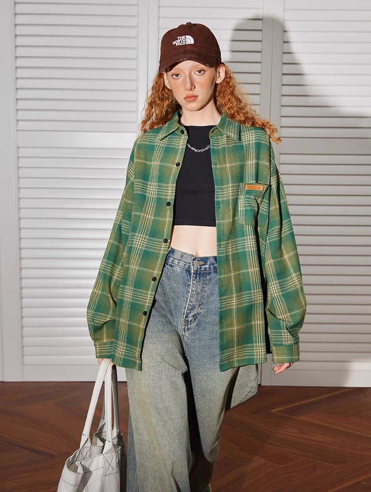 Loose Plaid Longsleeve - Women