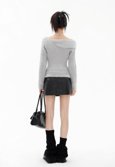 Mink Fur Striped Sweater - Women