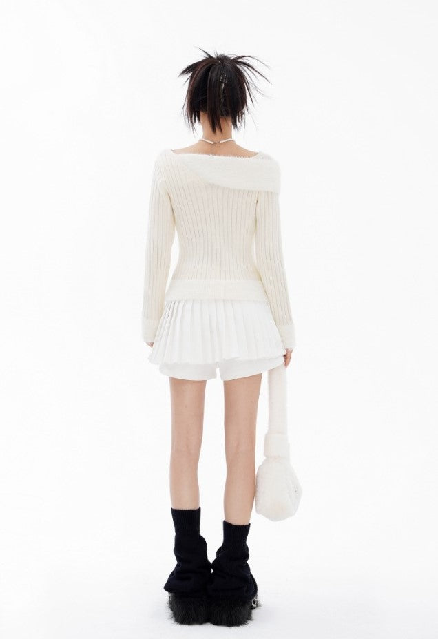 Mink Fur Striped Sweater - Women