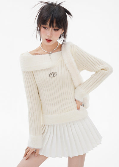 Mink Fur Striped Sweater - Women