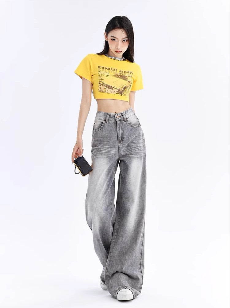 Grey Loose Extra Long Jeans - Women