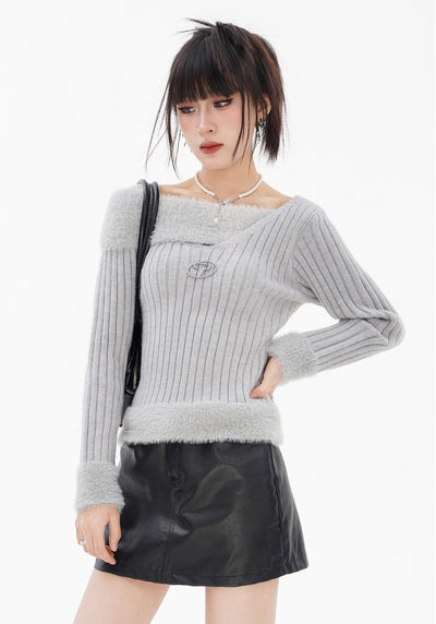 Mink Fur Striped Sweater - Women